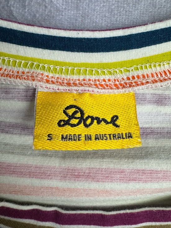 Colorful Stripe Knit Top Y2K Retro Fitted Stretch Tee Casual Chic S - Picture 4 of 7